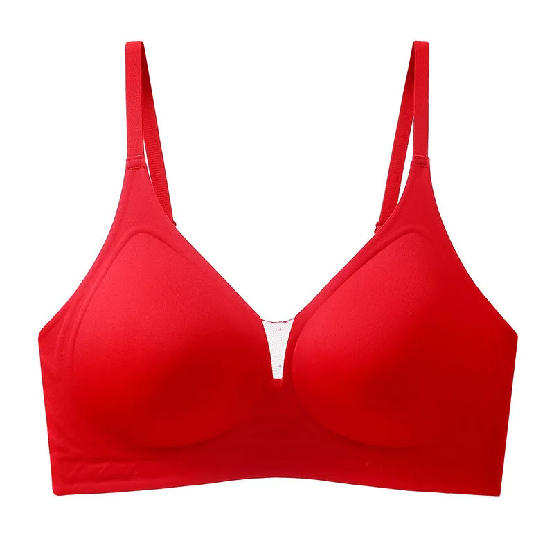 Women Cup Big Red Underwear Wedding Red Bra Seamless Push-up Comfortable Bra