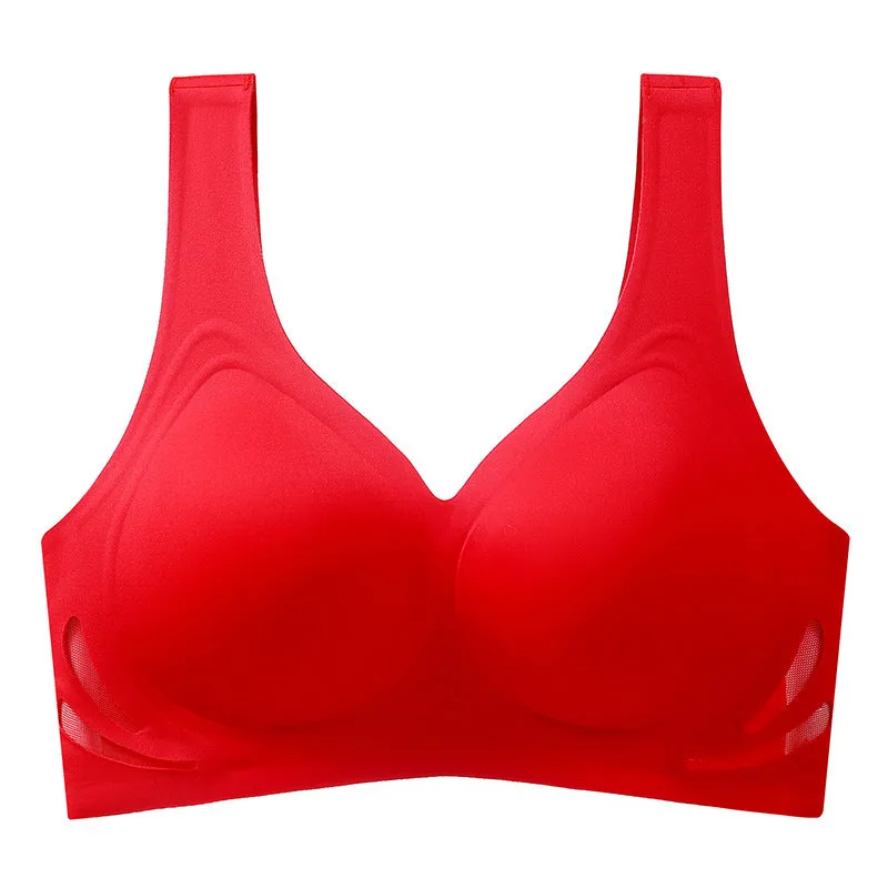 Women Cup Big Red Underwear Wedding Red Bra Seamless Push-up Comfortable Bra