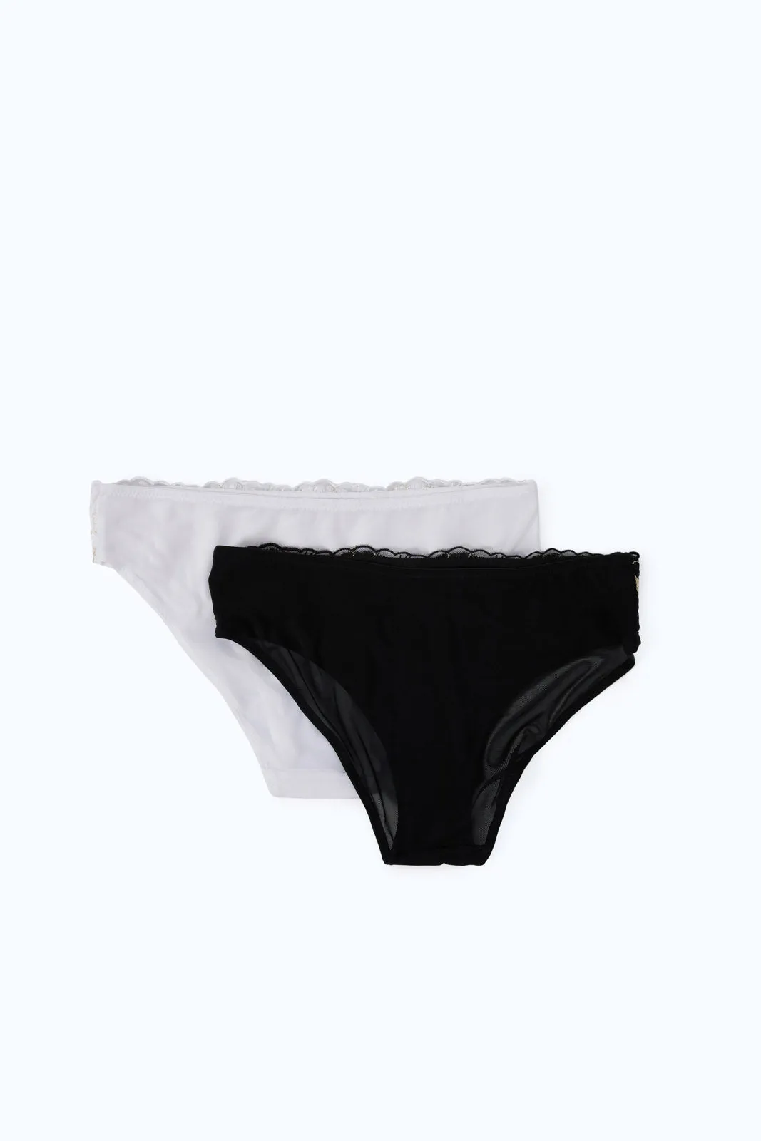 Women Embroidery Balck And White Briefs Set (Pack Of 2)