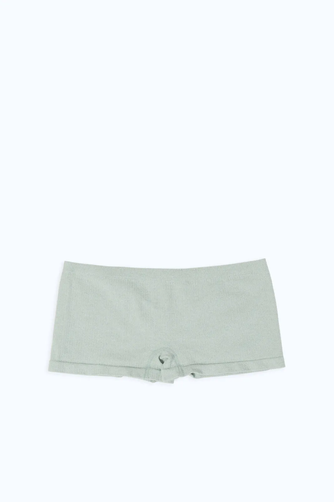 Women Green Ribbed Boy Leg Brief