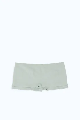 Women Green Ribbed Boy Leg Brief