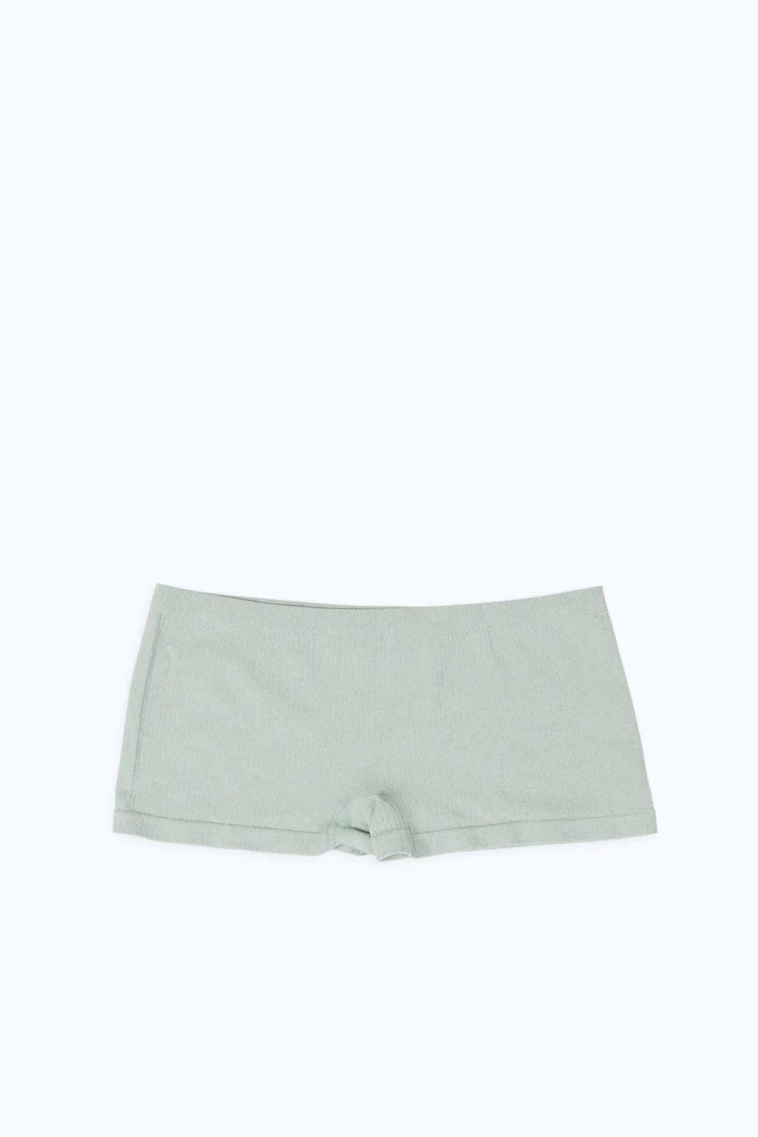 Women Green Ribbed Boy Leg Brief