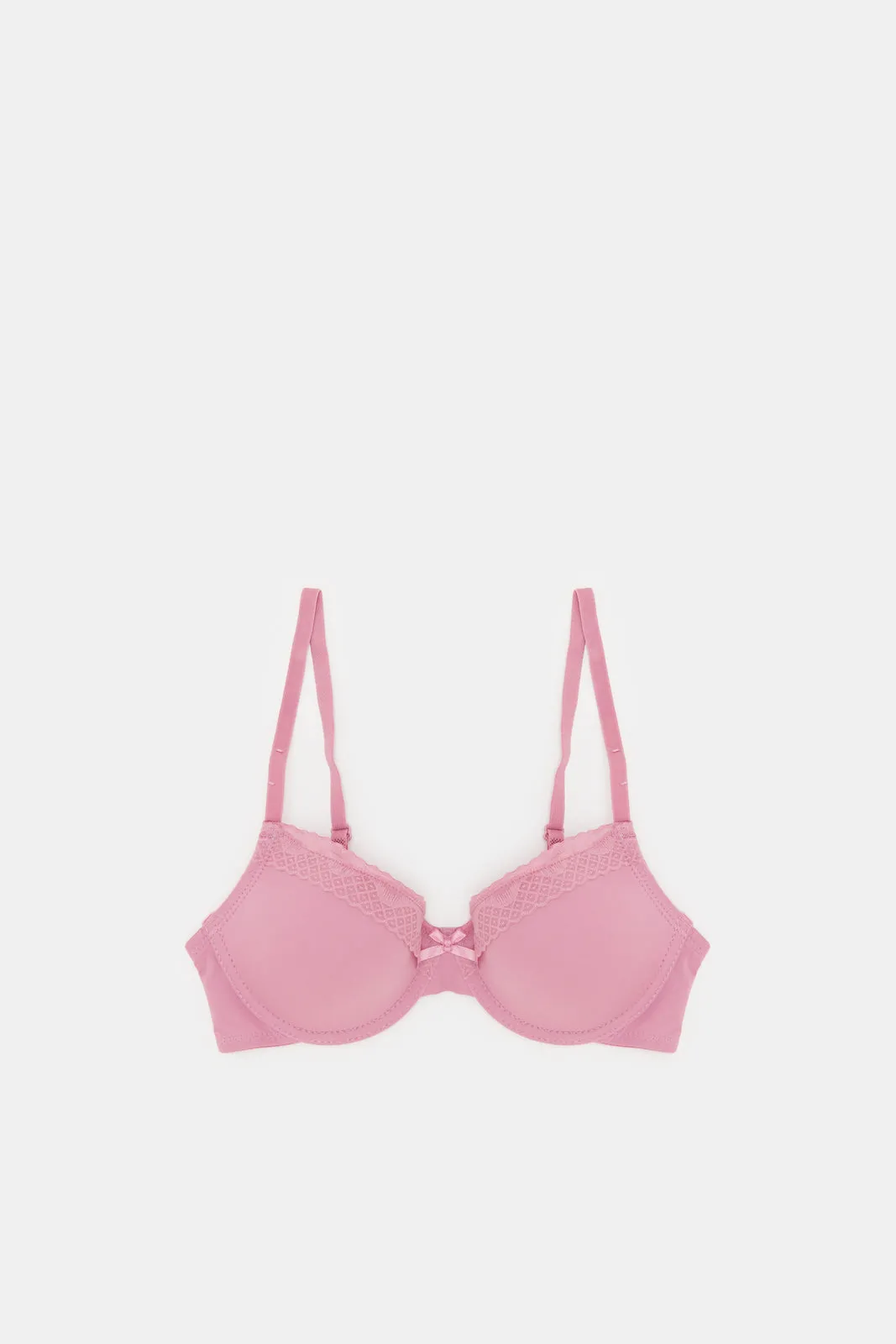 Women Ivory And Pink T-Shirt Bra Set (Pack of 2)