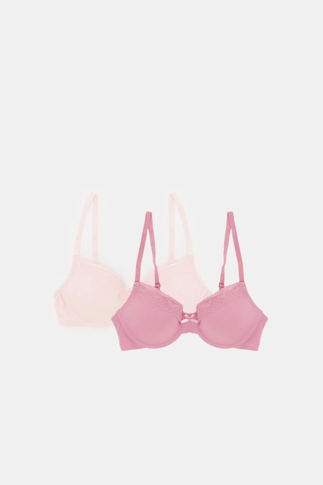 Women Ivory And Pink T-Shirt Bra Set (Pack of 2)