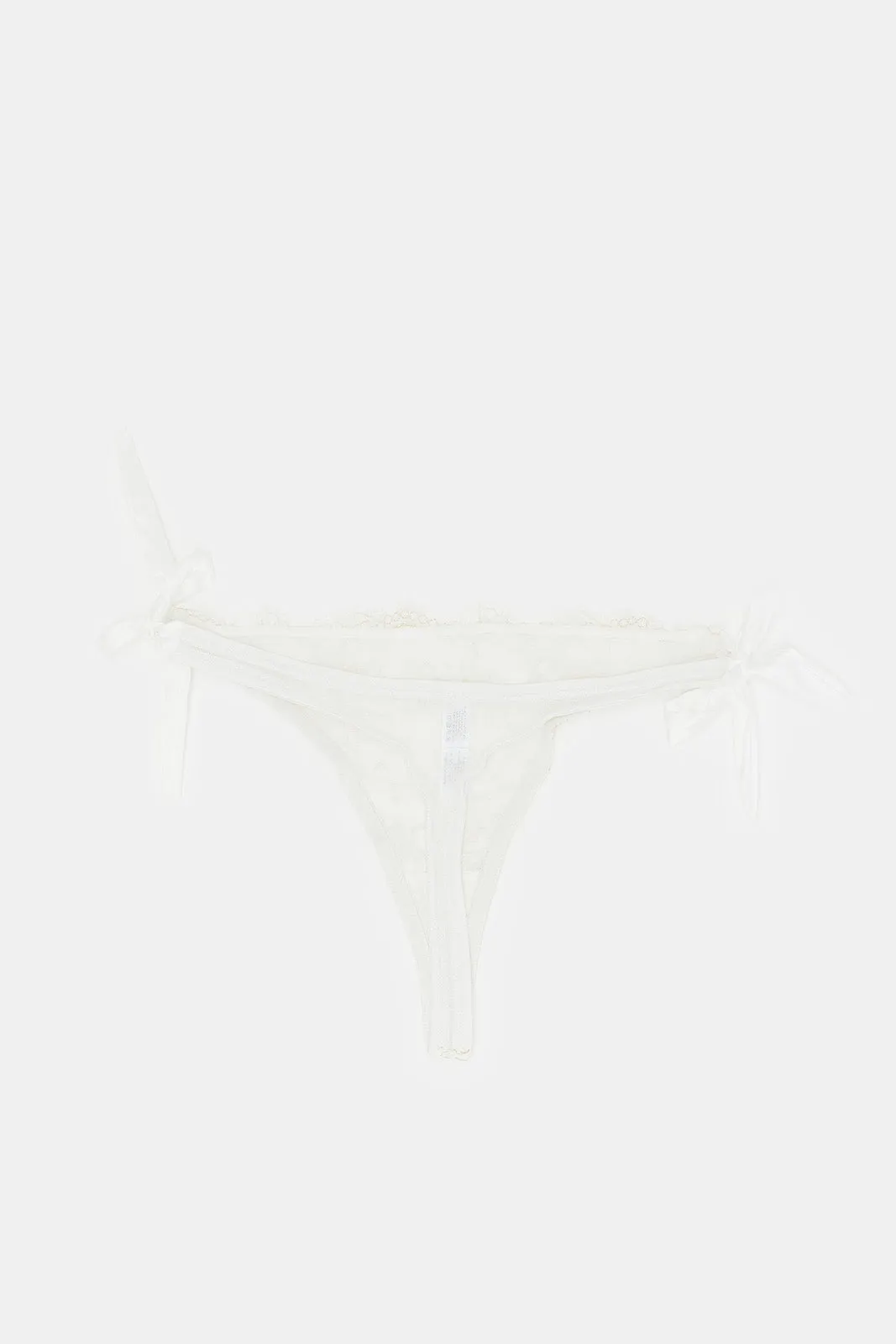 Women Ivory Satin And Lurex Thong With Side Tying