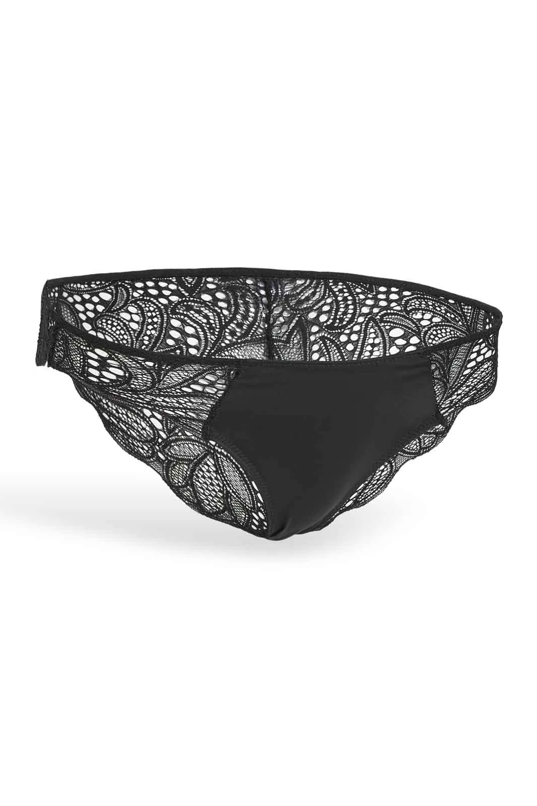 Women Lace Black High Leg Brief