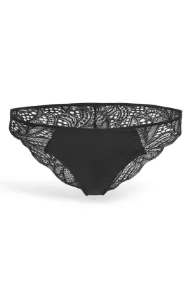 Women Lace Black High Leg Brief