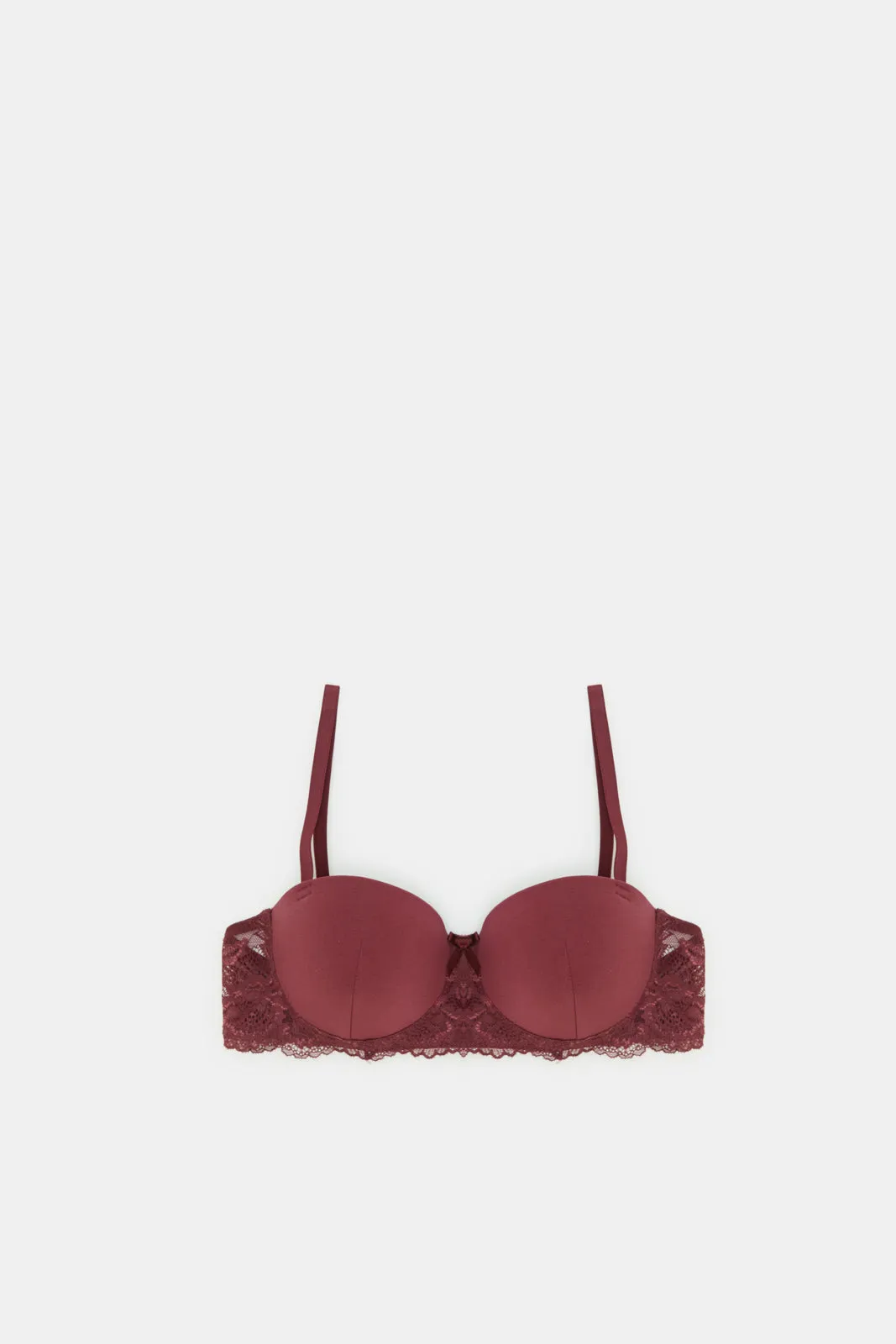 Women Pink And Burgundy Lace Balconette Bra Set (Pack of 2)