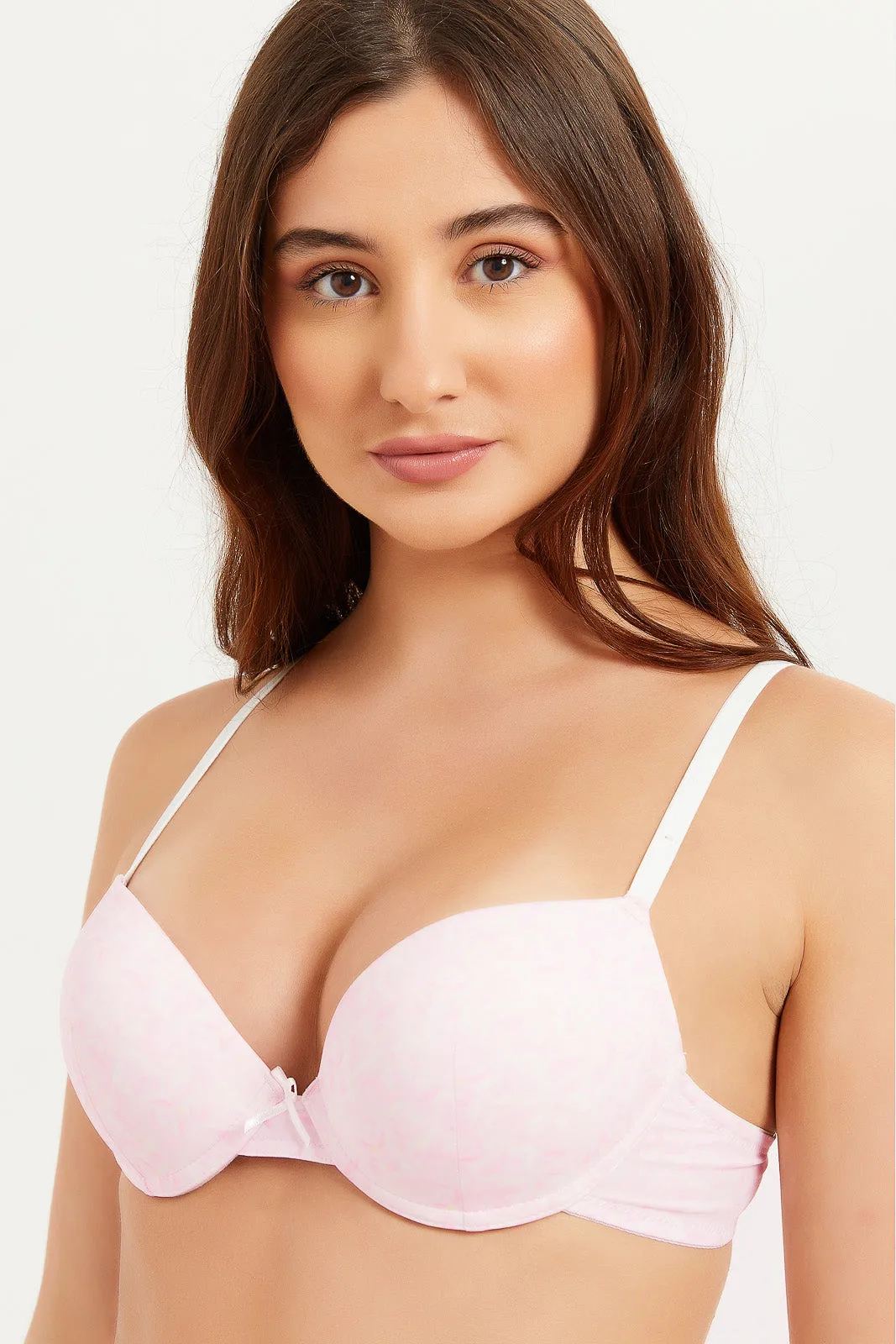 Women Pink Printed Push-Up Bra (Pack of 2)