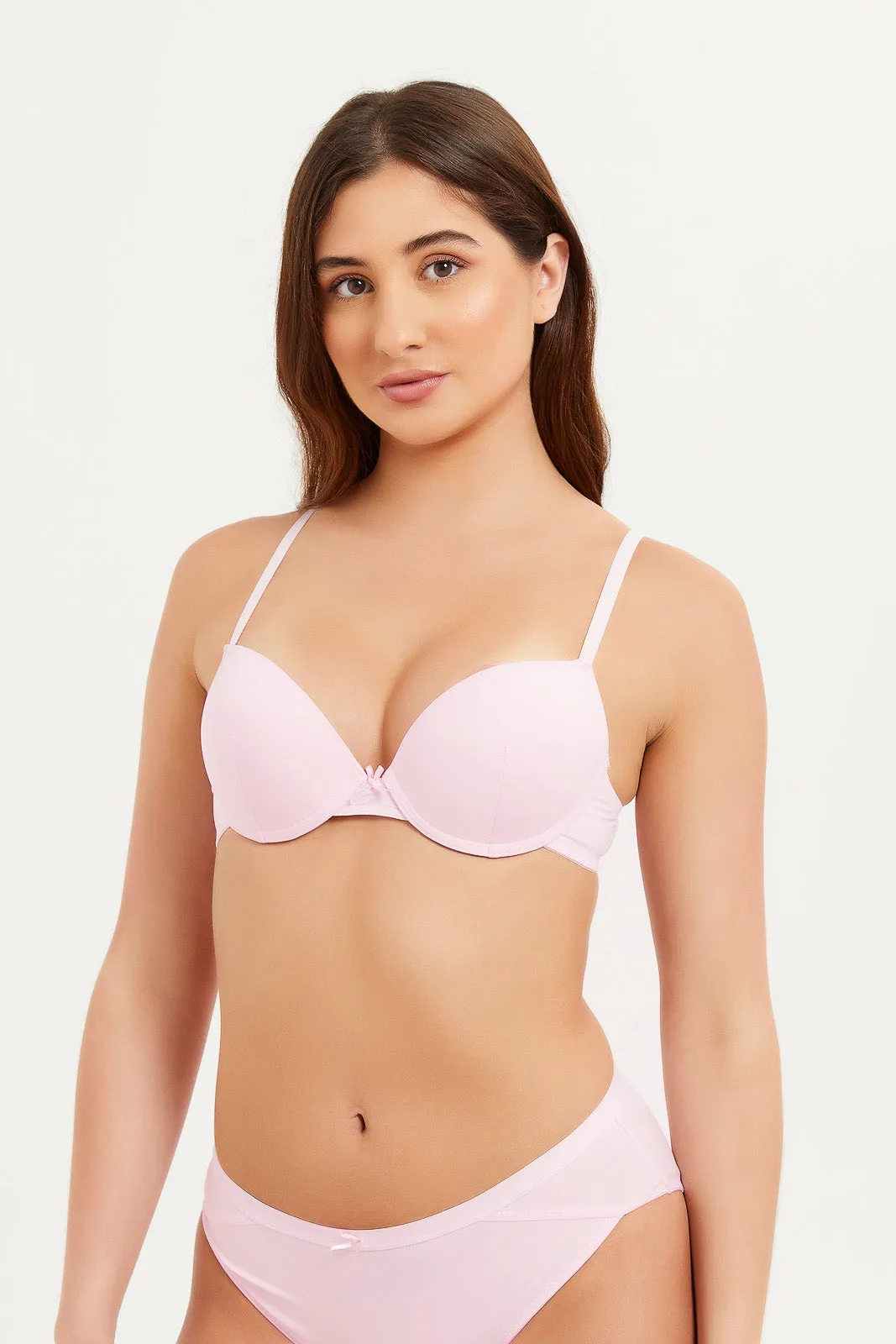 Women Pink Printed Push-Up Bra (Pack of 2)