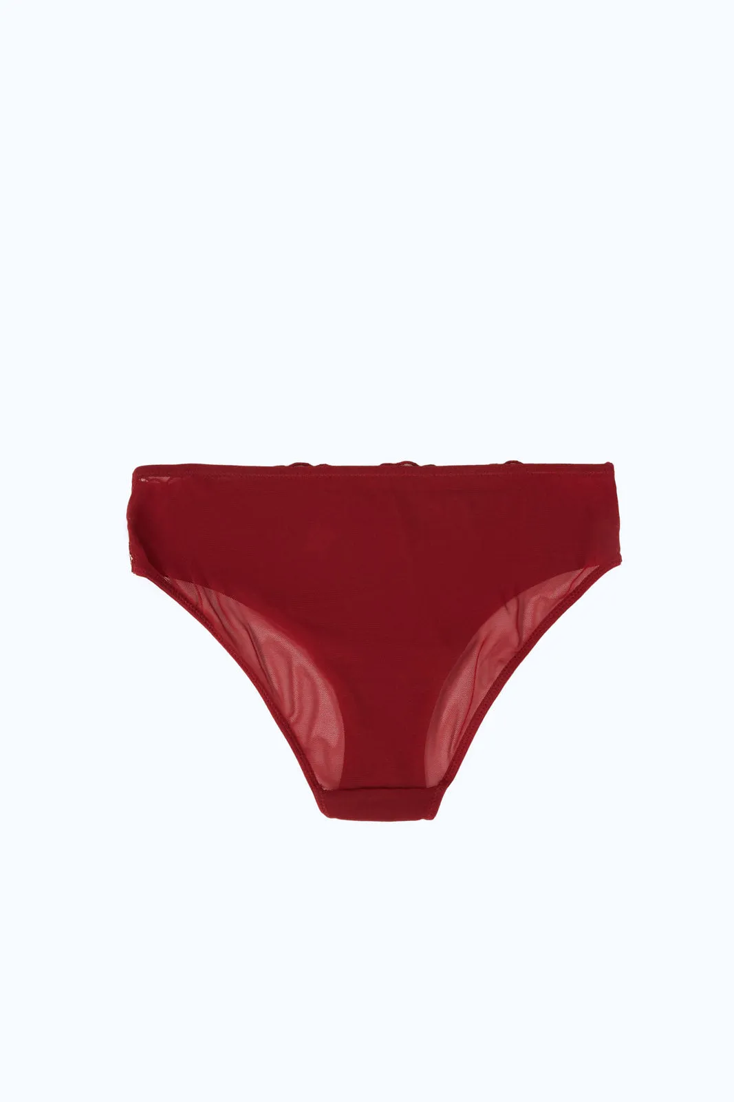 Women Red Embroidery Flora High Leg Brief