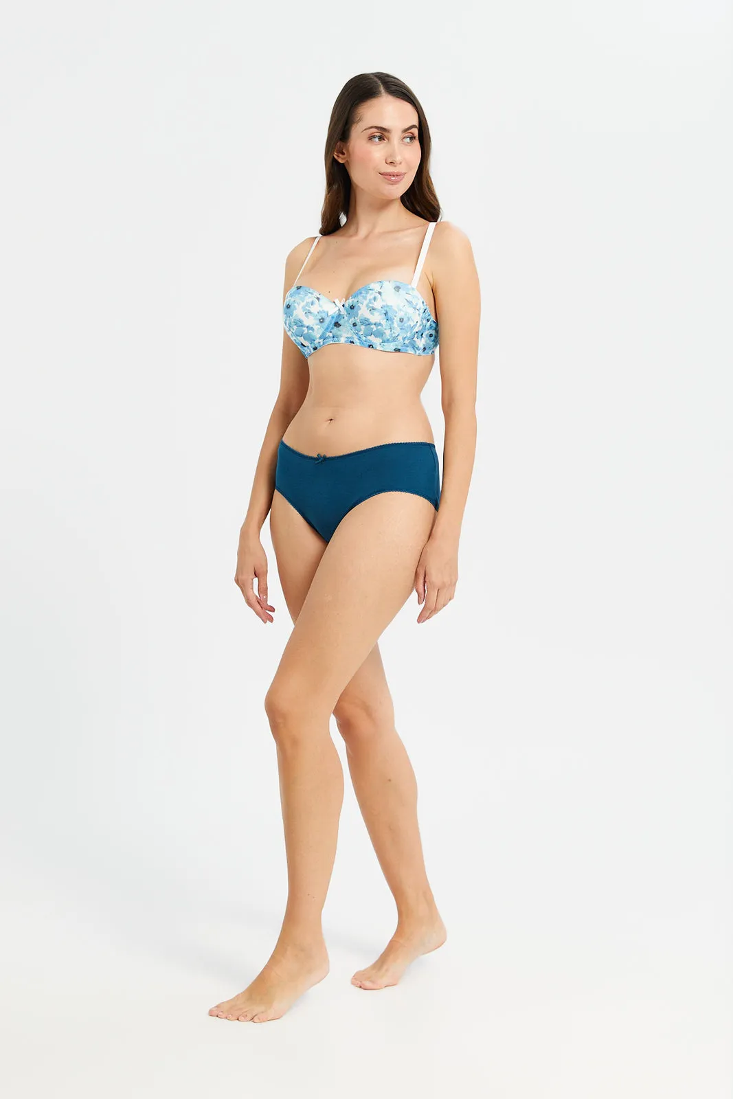 Women White And Blue Balconette Bra Set (Pack of 2)