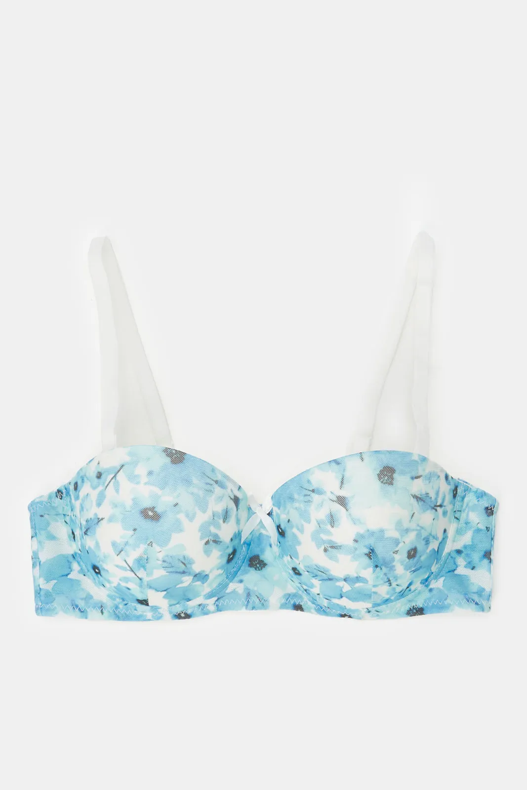 Women White And Blue Balconette Bra Set (Pack of 2)