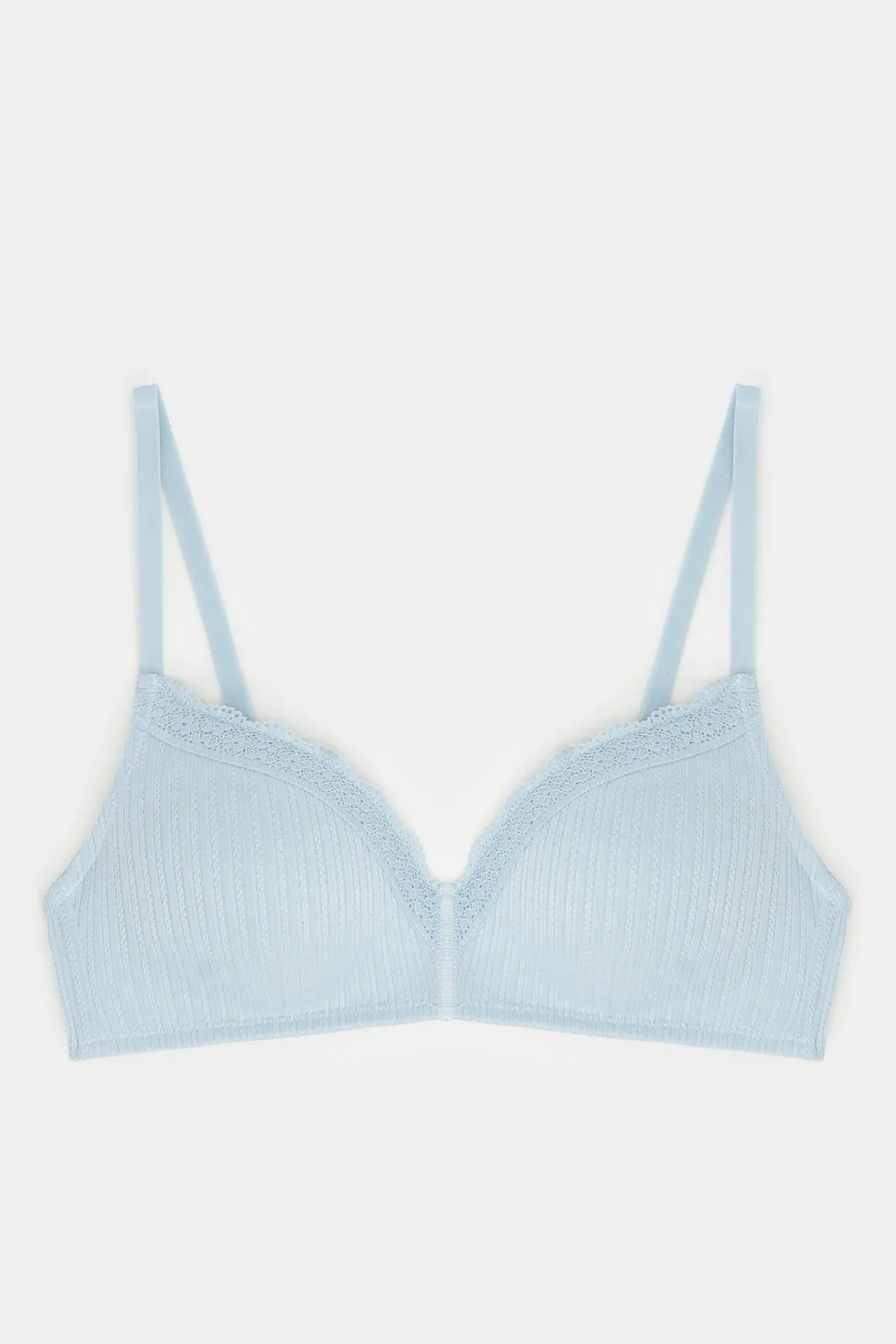 Women White And Blue Non Wired Bra Set (Pack of 2)