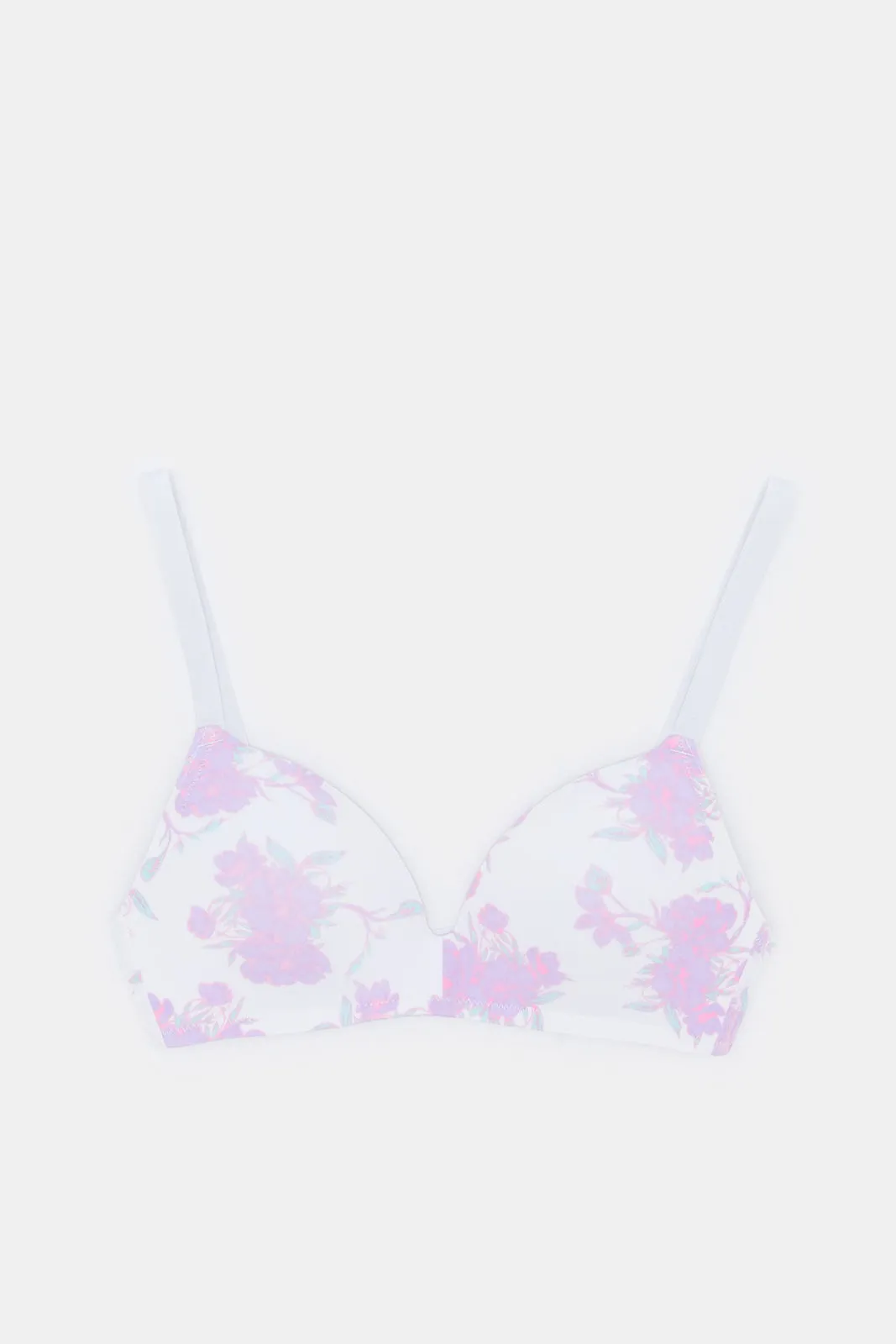 Women White And Lilac Print Non Wired Bra (Pack of 2)