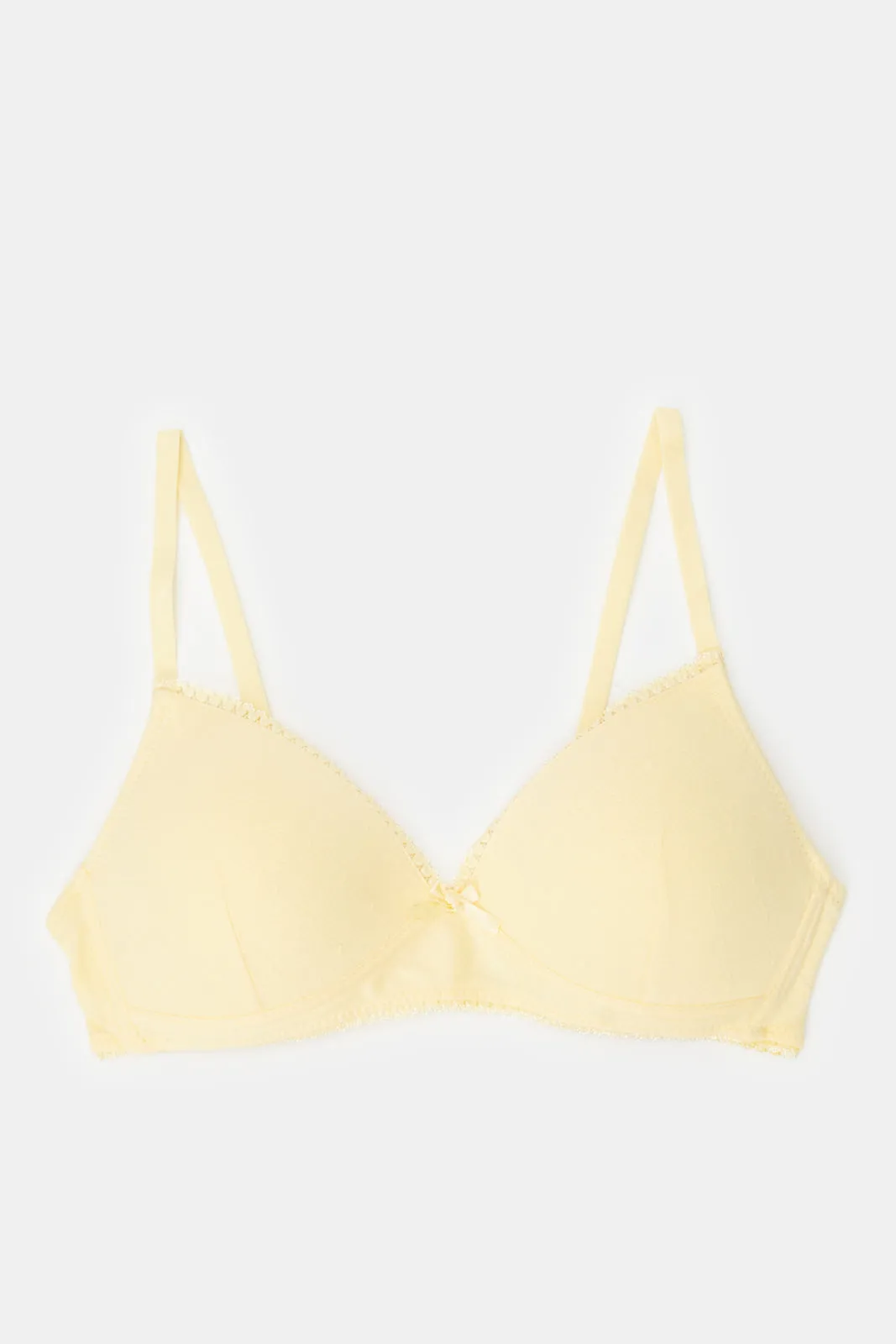 Women Yellow And Ivory Non Wired Bra Set (Pack of 2)