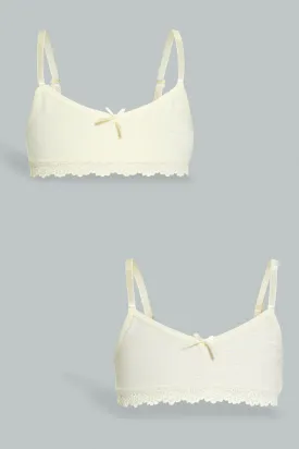 Yellow Embellished Bra Set (2 Piece)