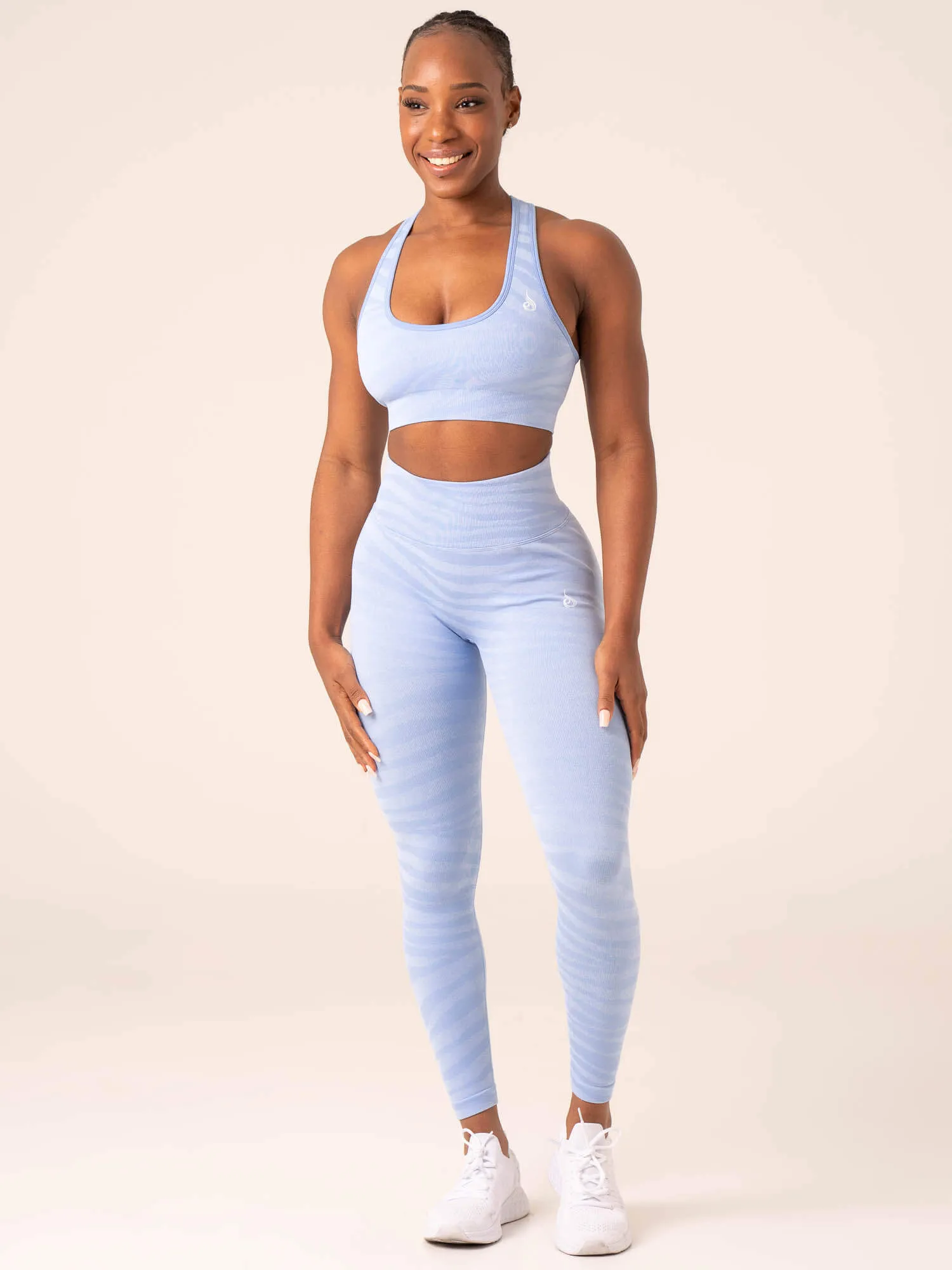 Zebra Seamless Sports Bra - Sky Blue Zebra